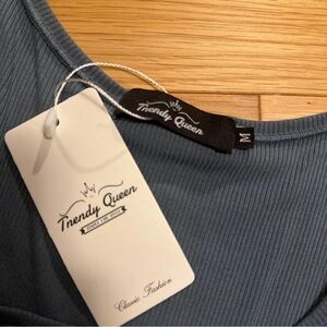 Trendy Queen Blue Ribbed Top